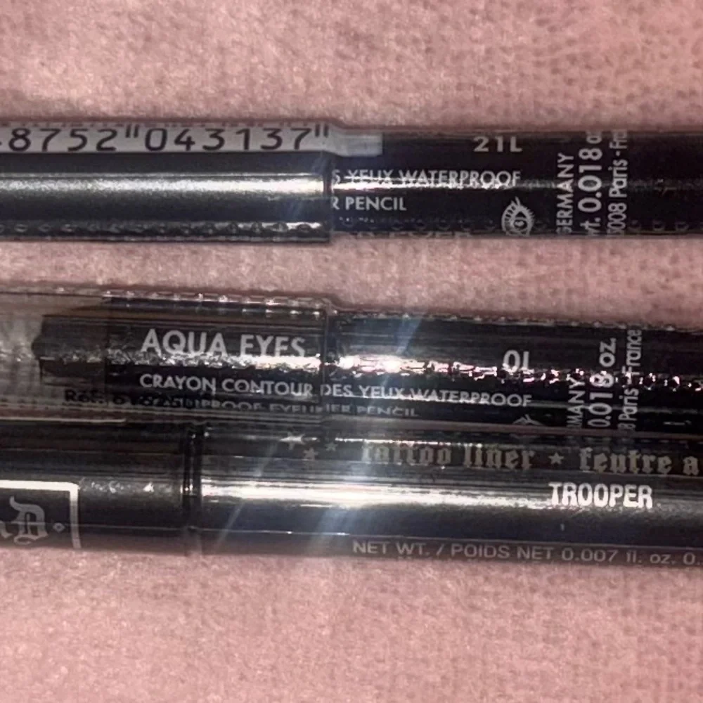 3 NEW Mini Eyeliners KatVonD Tattoo Liner in Trooper Makeup Forever Aqua MF Grey